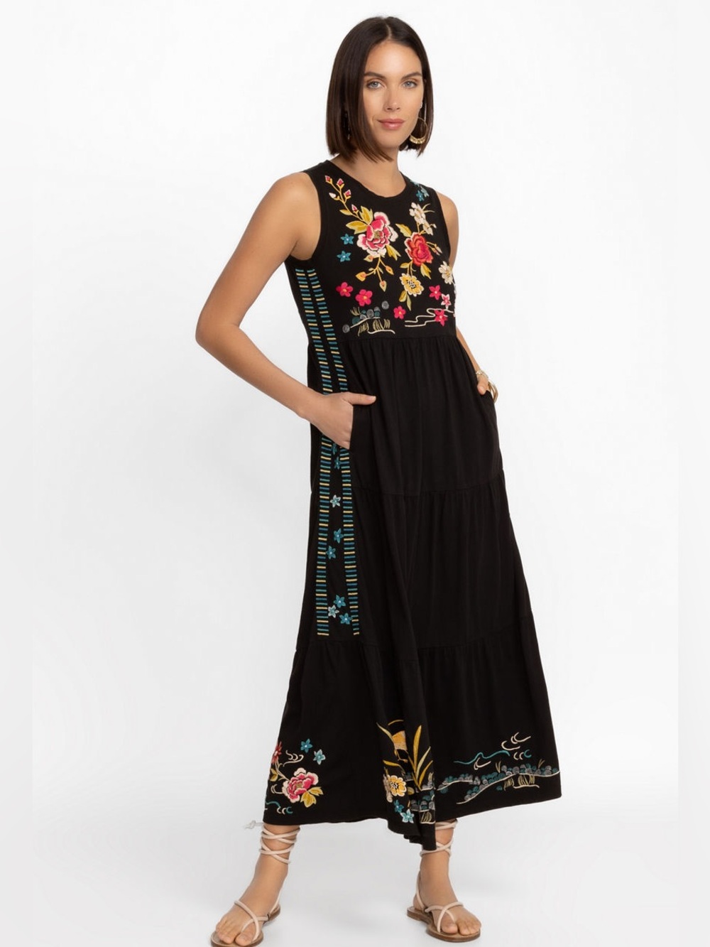Johnny Was CELINA TIERED MAXI TANK DRESS Size